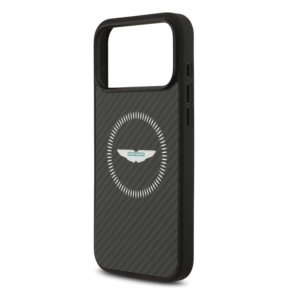 Apple iPhone 17 Pro Max Kılıf Aston Martin Orjinal Lisanslı M-safe Şarj Özellikli Karbon Fiber Kevlar Kapak