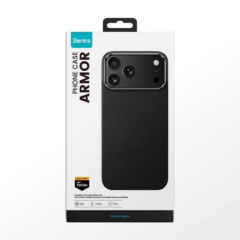 Apple iPhone 17 Pro Max Kılıf Benks M-safe Şarj Özellikli Metal Kamera Çerçeveli Magnetik ArmorAir 600D Kevlar Fiber Kapak