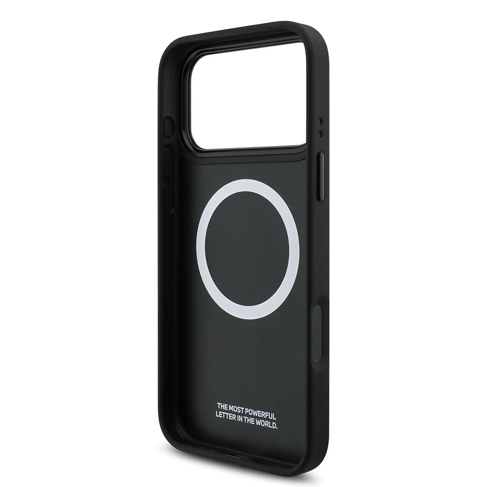 Apple iPhone 17 Pro Max Kılıf BMW Orjinal Lisanslı M-safe Şarj Özellikli M Logolu Üç Şeritli Delikli Deri Kapak