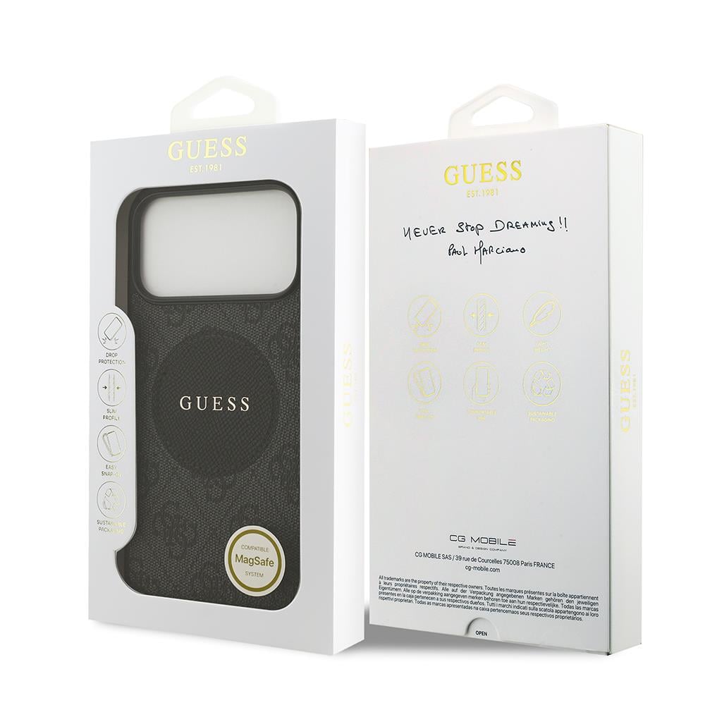 Apple iPhone 17 Pro Max Kılıf Guess Orjinal Lisanslı M-safe Şarj Özellikli Yazı Logolu Circle Classic Kapak