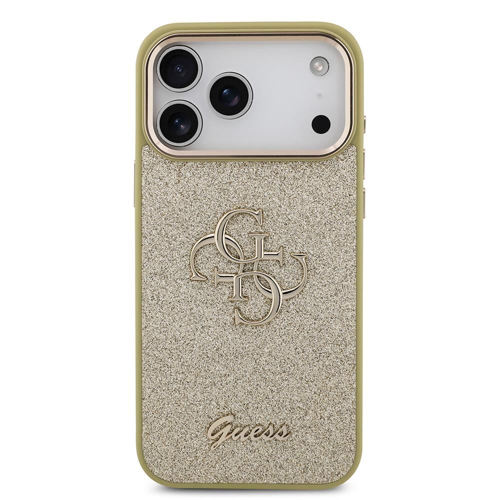 Apple iPhone 17 Pro Max Kılıf Guess Orjinal Lisanslı 4G Büyük Metal Kamera Çerçeveli ve Logolu Glitter Kapak