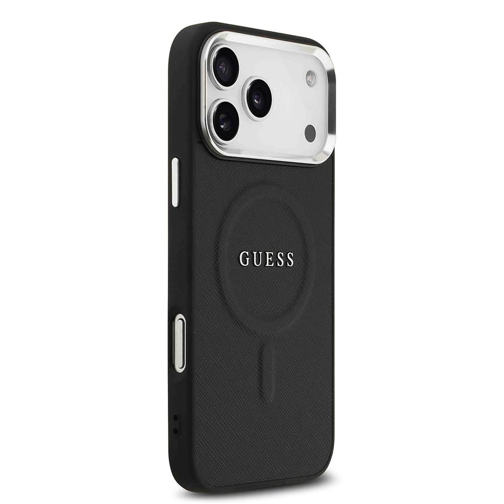 Apple iPhone 17 Pro Max Kılıf Guess Orjinal Lisanslı M-safe Şarj Özellikli Klasik Yazı Logolu PU Deri Kapak