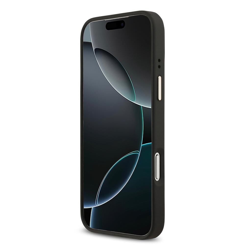 Apple iPhone 17 Pro Max Kılıf Guess Orjinal Lisanslı M-safe Şarj Özellikli Grained Yazı ve Taşlı 4G Logolu Kapak