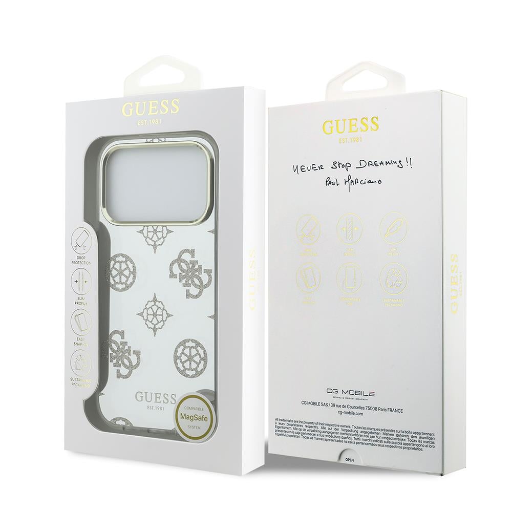 Apple iPhone 17 Pro Max Kılıf Guess Orjinal Lisanslı Metal Kamera Çerçeveli Simli Aynalı Kapak