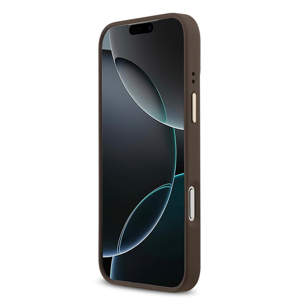 Apple iPhone 17 Pro Max Kılıf Guess Orjinal Lisanslı M-safe Şarj Özellikli Grained Yazı ve Taşlı 4G Logolu Kapak