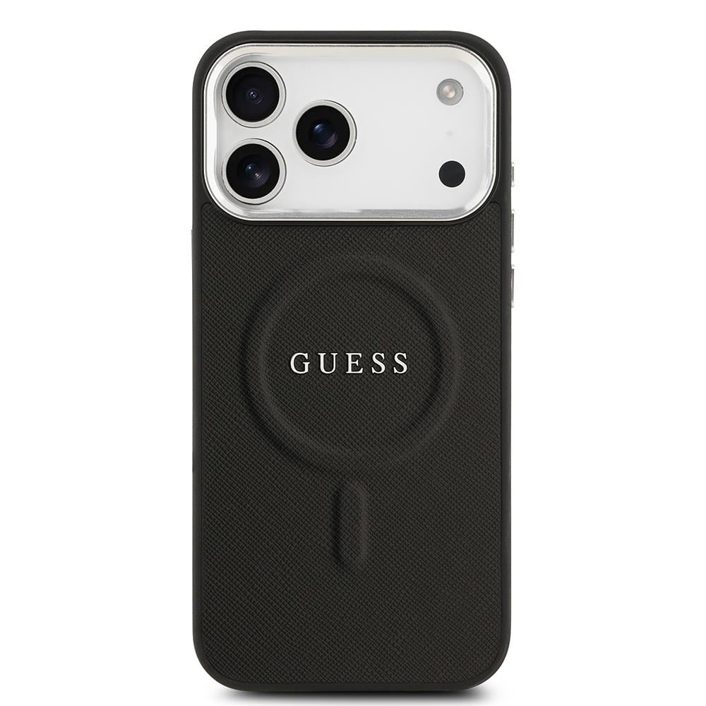 Apple iPhone 17 Pro Max Kılıf Guess Orjinal Lisanslı M-safe Şarj Özellikli Klasik Yazı Logolu PU Deri Kapak