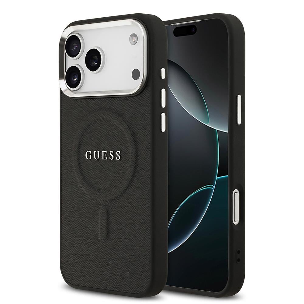 Apple iPhone 17 Pro Max Kılıf Guess Orjinal Lisanslı M-safe Şarj Özellikli Klasik Yazı Logolu PU Deri Kapak