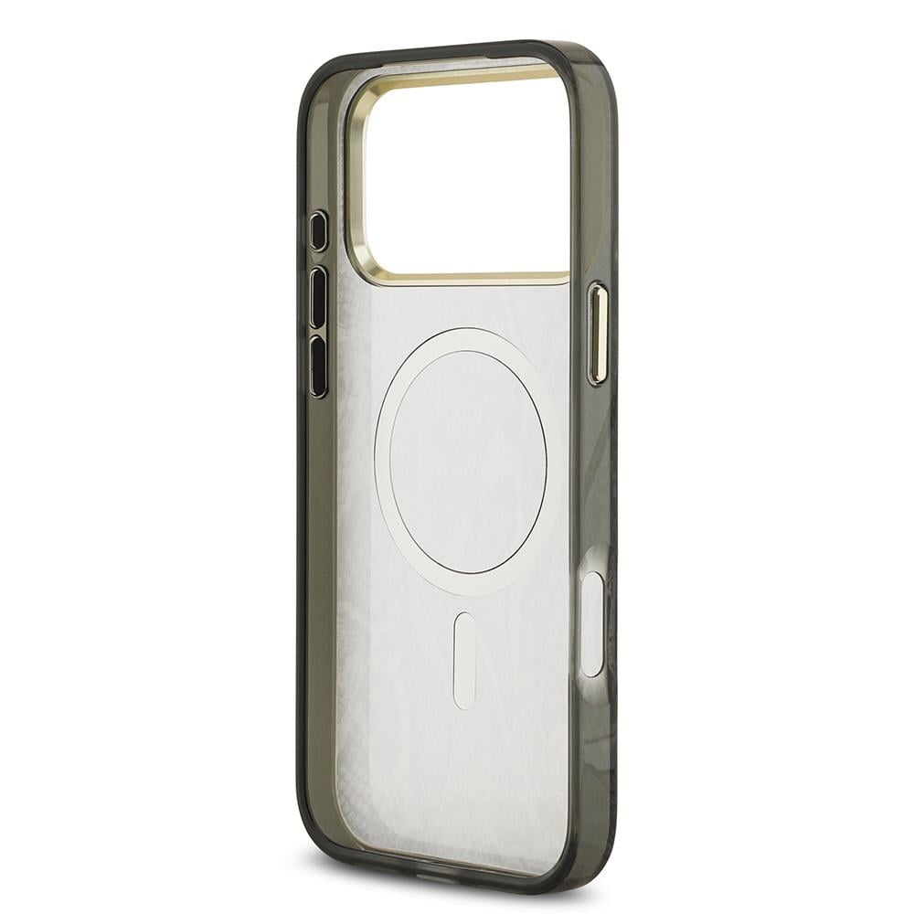 Apple iPhone 17 Pro Max Kılıf Guess Orjinal Lisanslı M-safe Şarj Özellikli Yazı Logolu Python Desenli Kapak