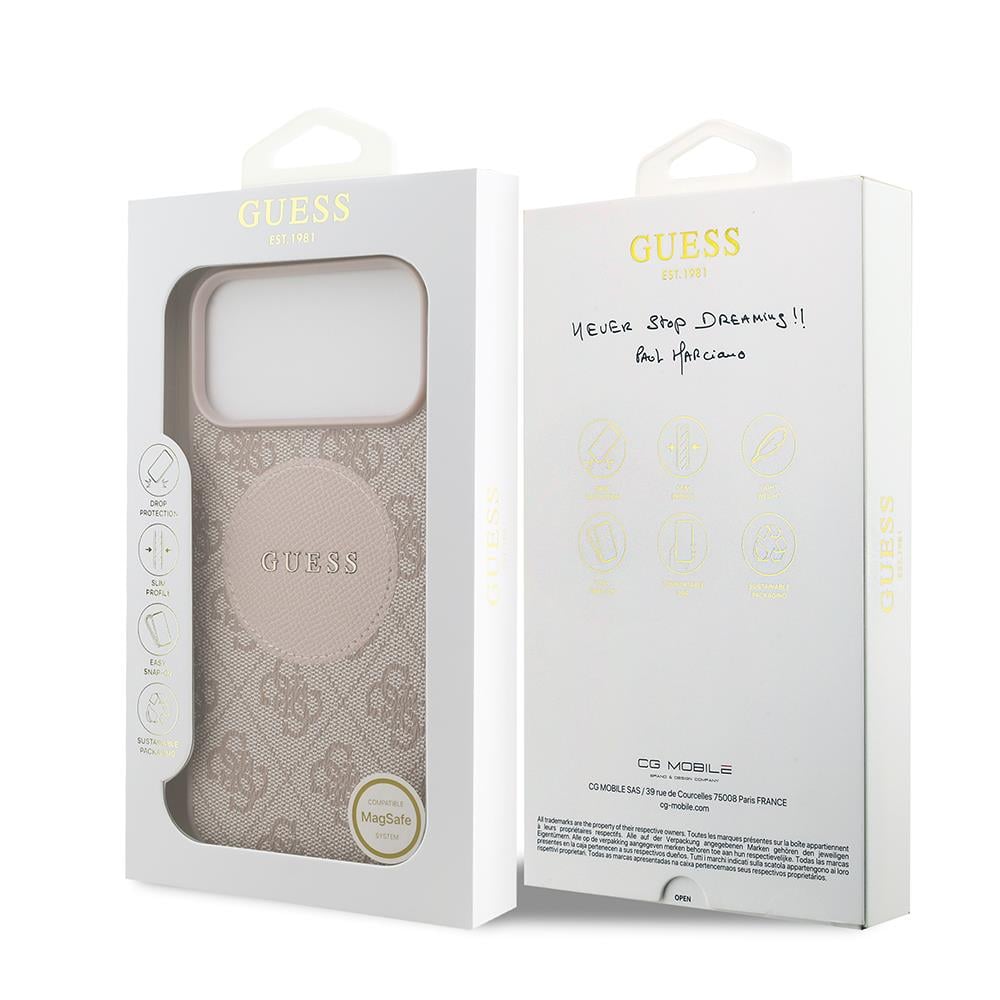 Apple iPhone 17 Pro Max Kılıf Guess Orjinal Lisanslı M-safe Şarj Özellikli Yazı Logolu Circle Classic Kapak