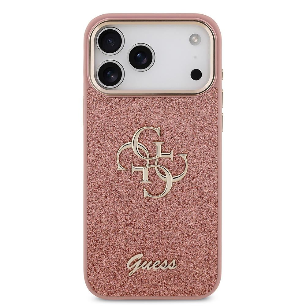 Apple iPhone 17 Pro Max Kılıf Guess Orjinal Lisanslı 4G Büyük Metal Kamera Çerçeveli ve Logolu Glitter Kapak