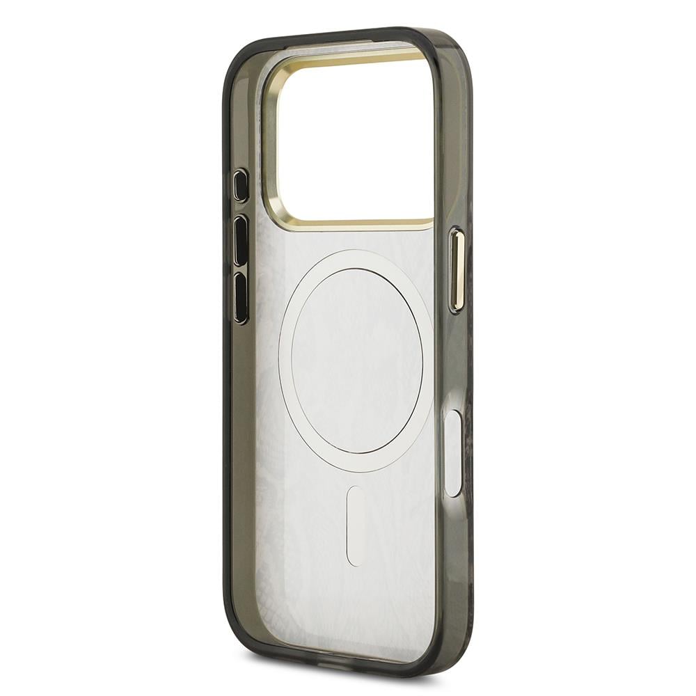Apple iPhone 17 Pro Max Kılıf Guess Orjinal Lisanslı M-safe Şarj Özellikli Yazı Logolu Python Desenli Kapak