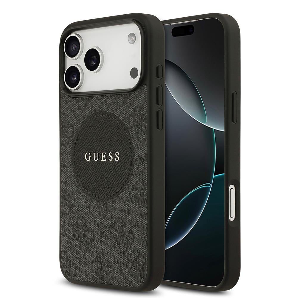 Apple iPhone 17 Pro Max Kılıf Guess Orjinal Lisanslı M-safe Şarj Özellikli Yazı Logolu Circle Classic Kapak