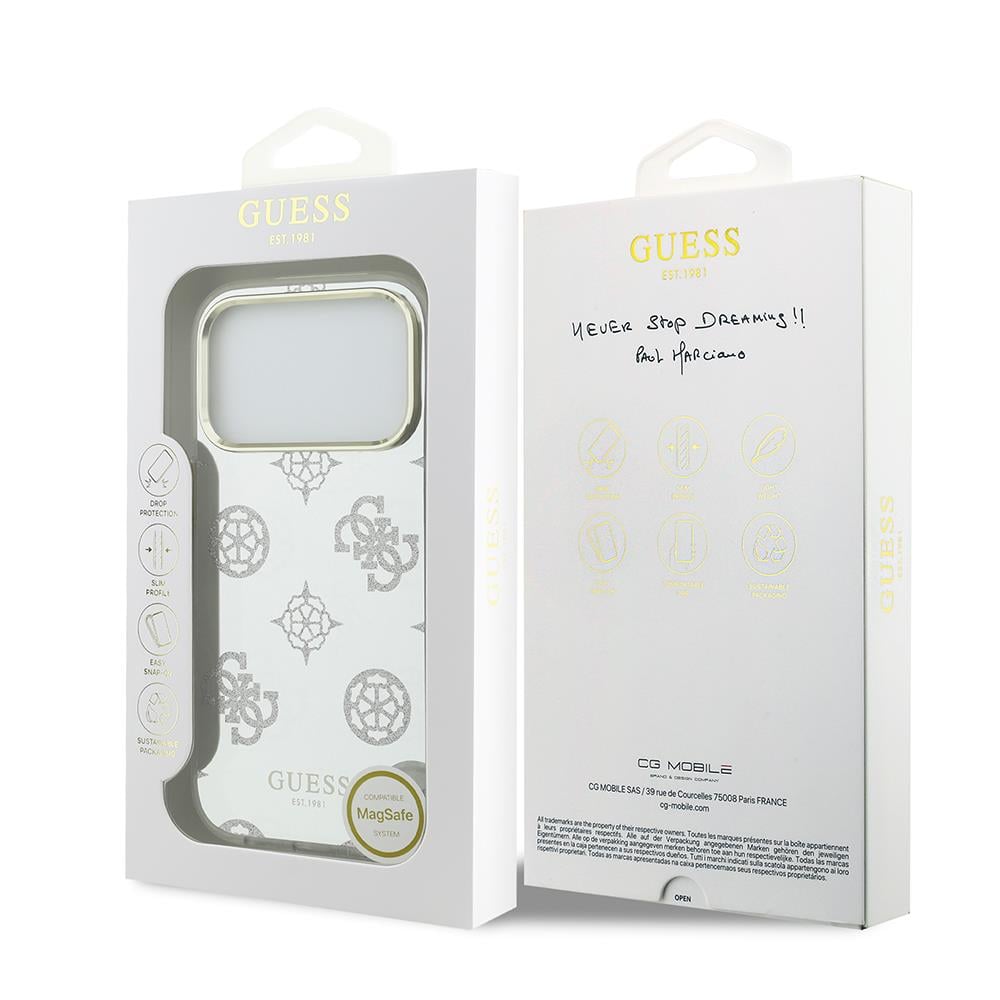 Apple iPhone 17 Pro Max Kılıf Guess Orjinal Lisanslı Metal Kamera Çerçeveli Simli Aynalı Kapak