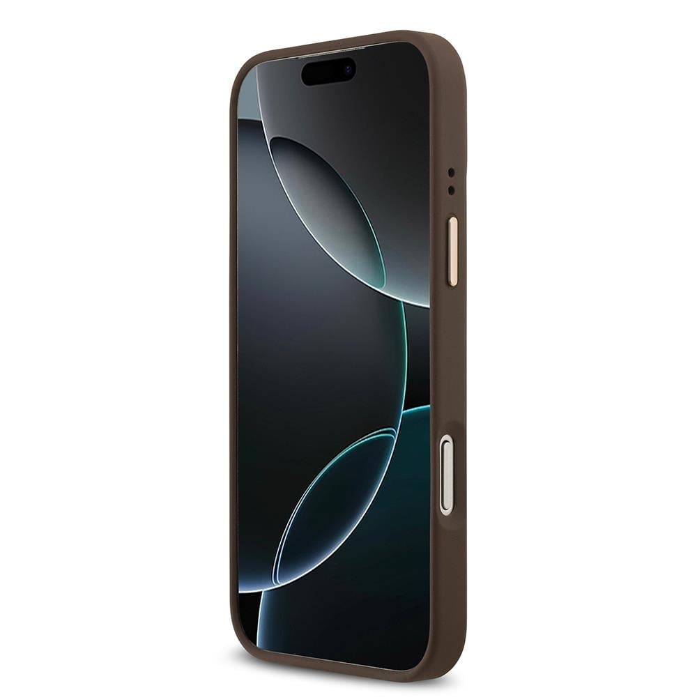 Apple iPhone 17 Pro Max Kılıf Guess Orjinal Lisanslı M-safe Şarj Özellikli Gold Metal Kamera Çerçeveli Taşlı 4G Logolu Kapak