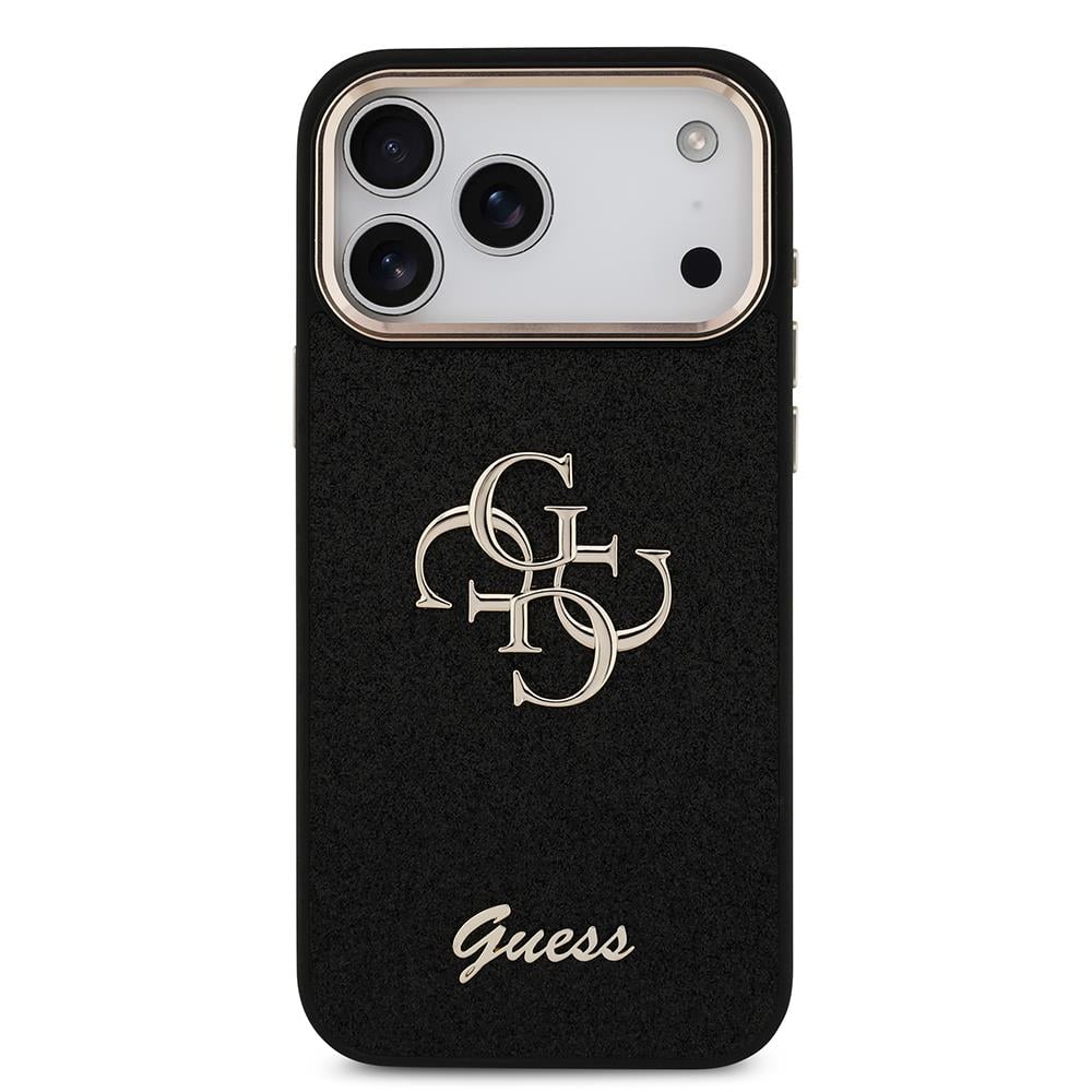 Apple iPhone 17 Pro Max Kılıf Guess Orjinal Lisanslı 4G Büyük Metal Kamera Çerçeveli ve Logolu Glitter Kapak