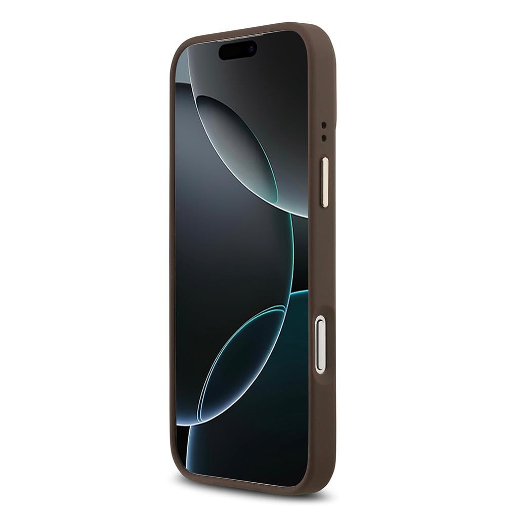 Apple iPhone 17 Pro Max Kılıf Guess Orjinal Lisanslı M-safe Şarj Özellikli Sıcak Baskılı Yazı Logolu PU Deri Peony Kapak