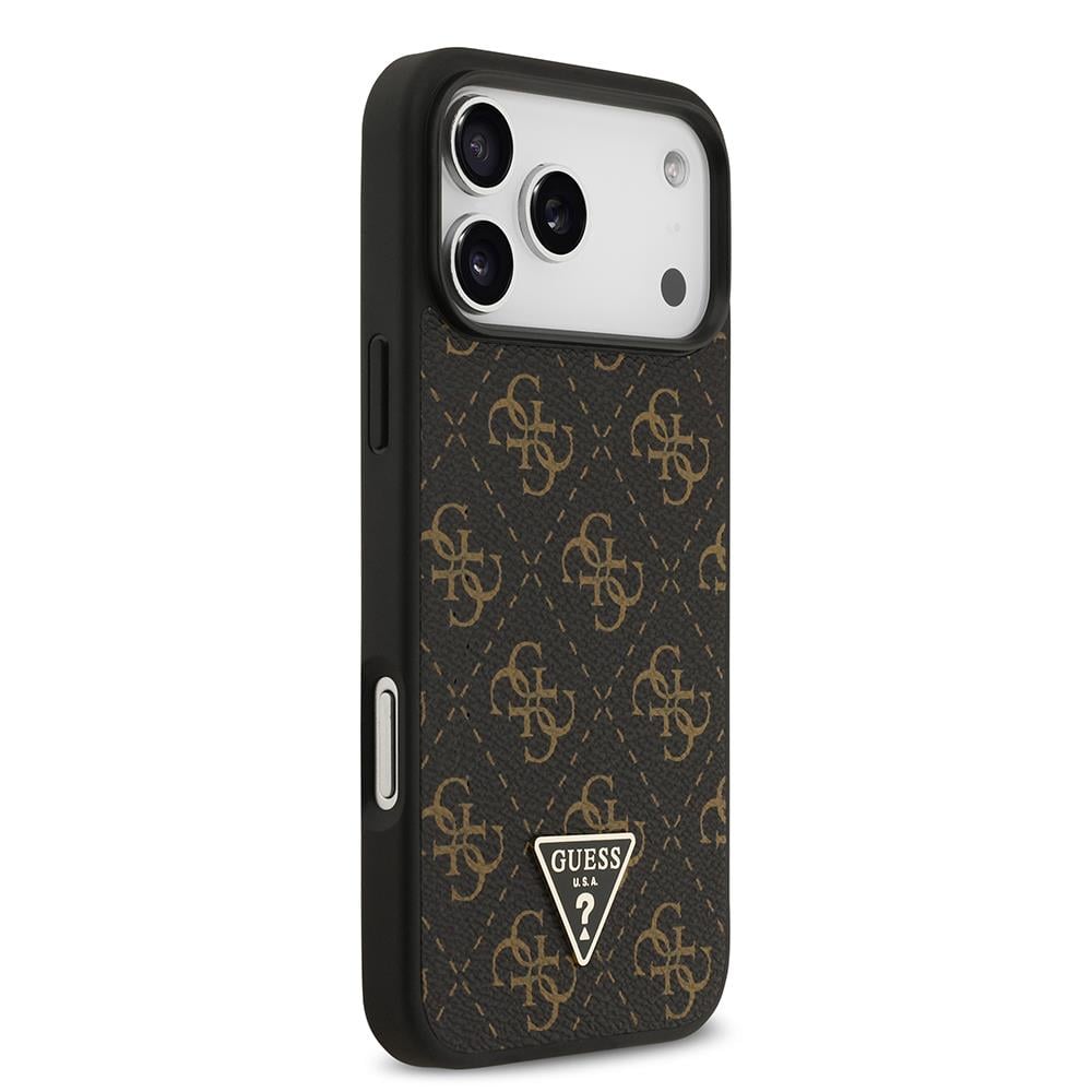 Apple iPhone 17 Pro Max Kılıf Guess Orjinal Lisanslı PU Deri 4G Desenli Üçgen Logolu Kapak