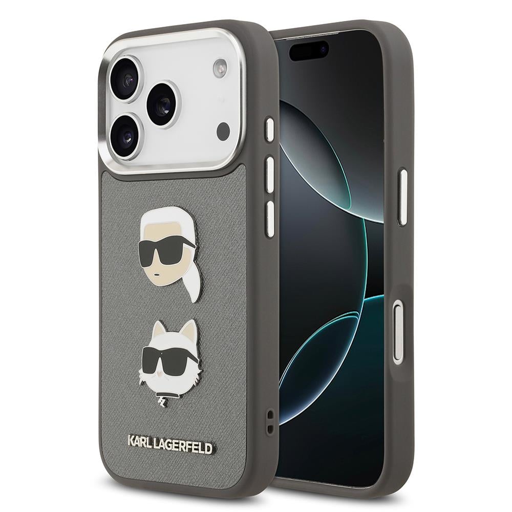 Apple iPhone 17 Pro Max Kılıf Karl Lagerfeld Orjinal Lisanslı Metal Logolu K&C Heads Pin Kapak