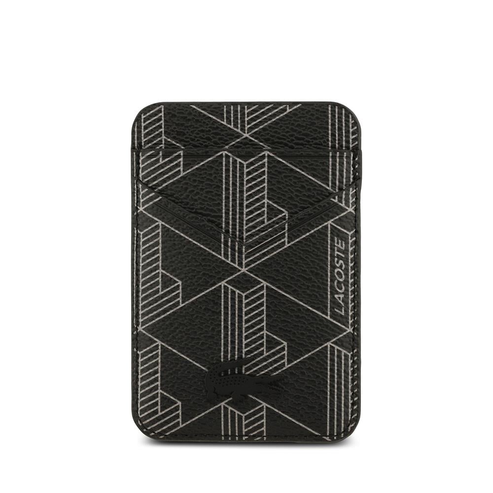 Apple iPhone 17 Pro Max Kılıf Lacoste Orjinal Lisanslı M-safe Şarj Özellikli PU Deri Tasarımlı Kartlıklı Karışık Monogram Desenli Kapak