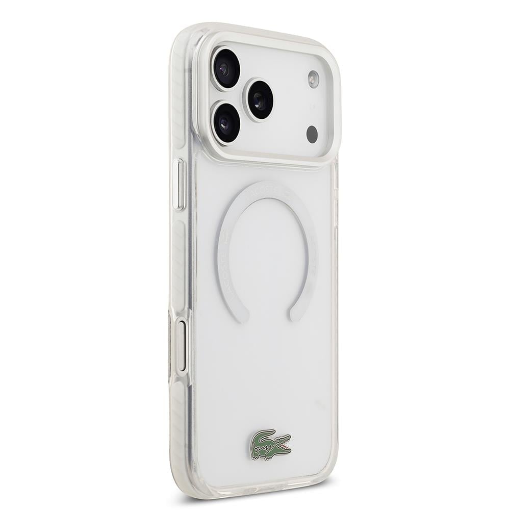 Apple iPhone 17 Pro Max Kılıf Lacoste Orjinal Lisanslı M-safe Şarj Özellikli İkonik Timsah Logolu Buzlu Kapak