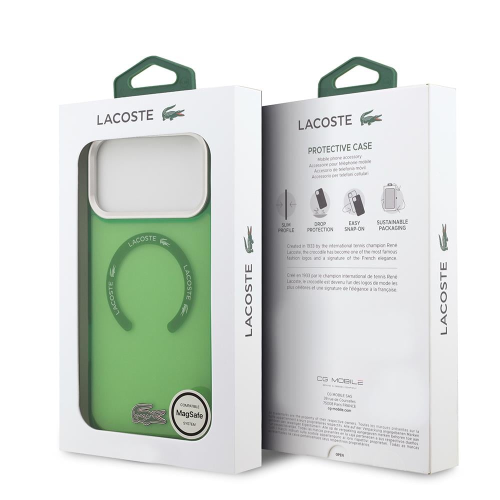 Apple iPhone 17 Pro Max Kılıf Lacoste Orjinal Lisanslı M-safe Şarj Özellikli İkonik Timsah Logolu Buzlu Kapak
