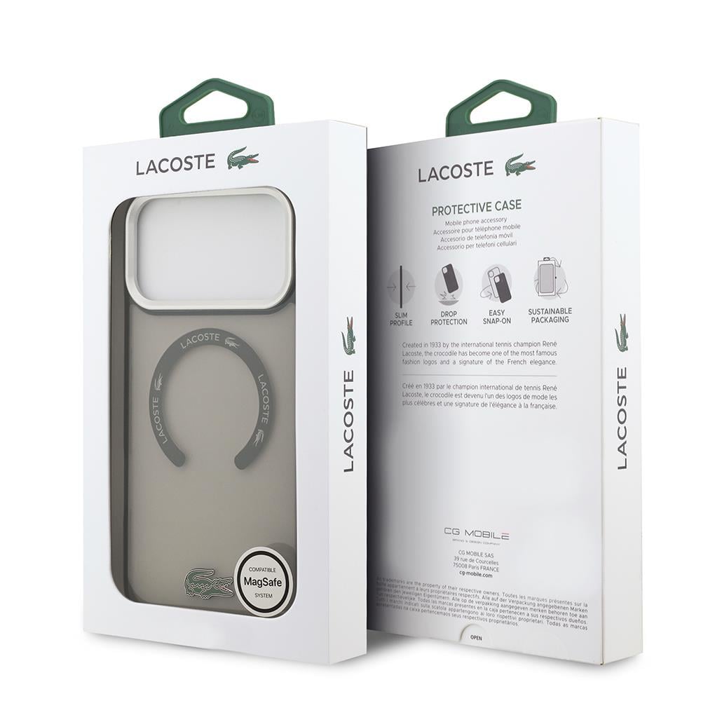 Apple iPhone 17 Pro Max Kılıf Lacoste Orjinal Lisanslı M-safe Şarj Özellikli İkonik Timsah Logolu Buzlu Kapak