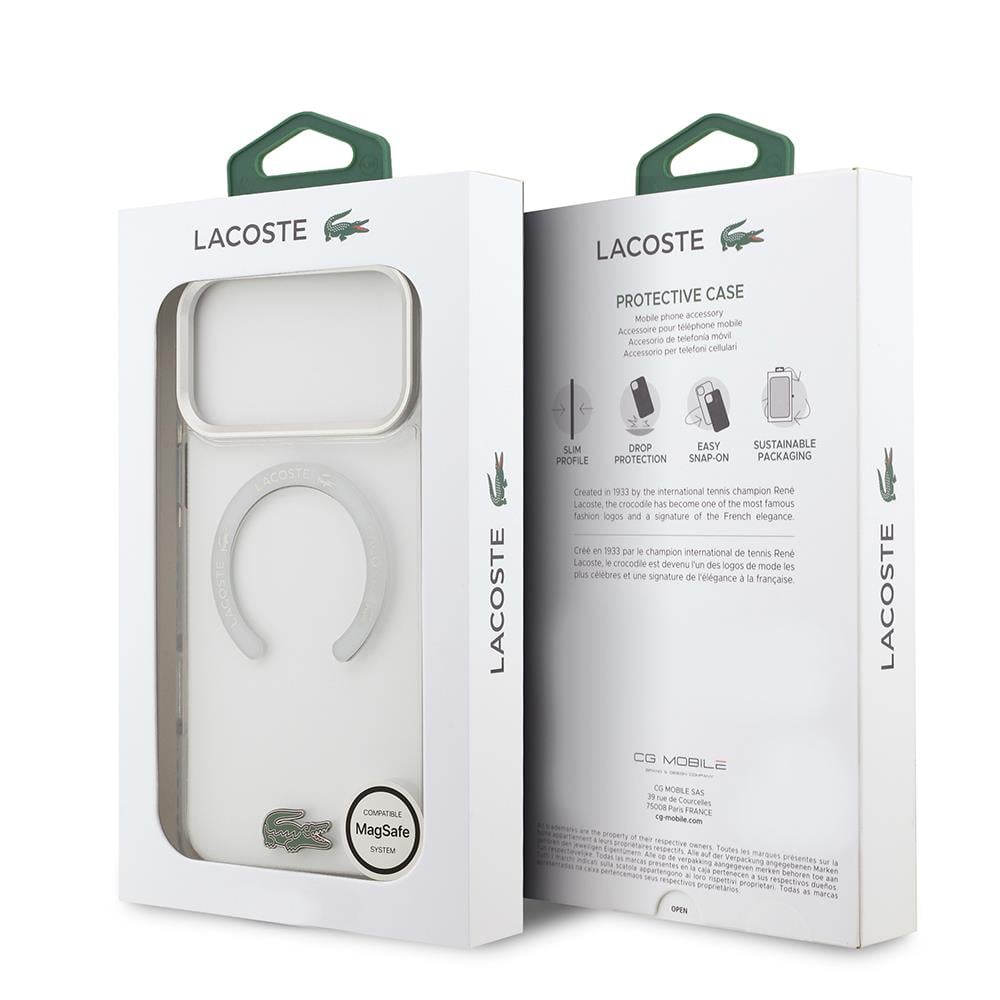 Apple iPhone 17 Pro Max Kılıf Lacoste Orjinal Lisanslı M-safe Şarj Özellikli İkonik Timsah Logolu Buzlu Kapak