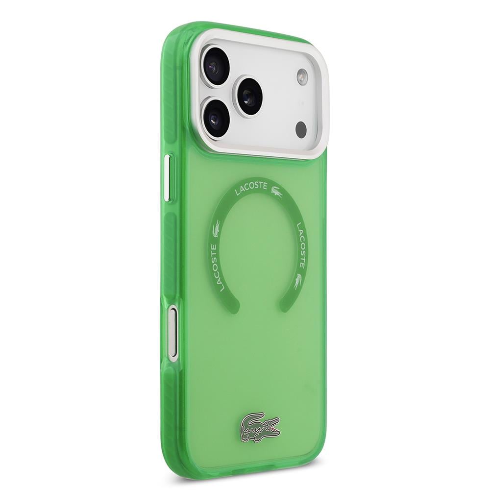 Apple iPhone 17 Pro Max Kılıf Lacoste Orjinal Lisanslı M-safe Şarj Özellikli İkonik Timsah Logolu Buzlu Kapak