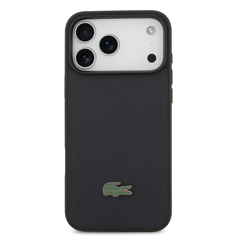 Apple iPhone 17 Pro Max Kılıf Lacoste Orjinal Lisanslı M-safe Şarj Özellikli PU Pike Desenli Metal Logolu Kartlıklı Kapak