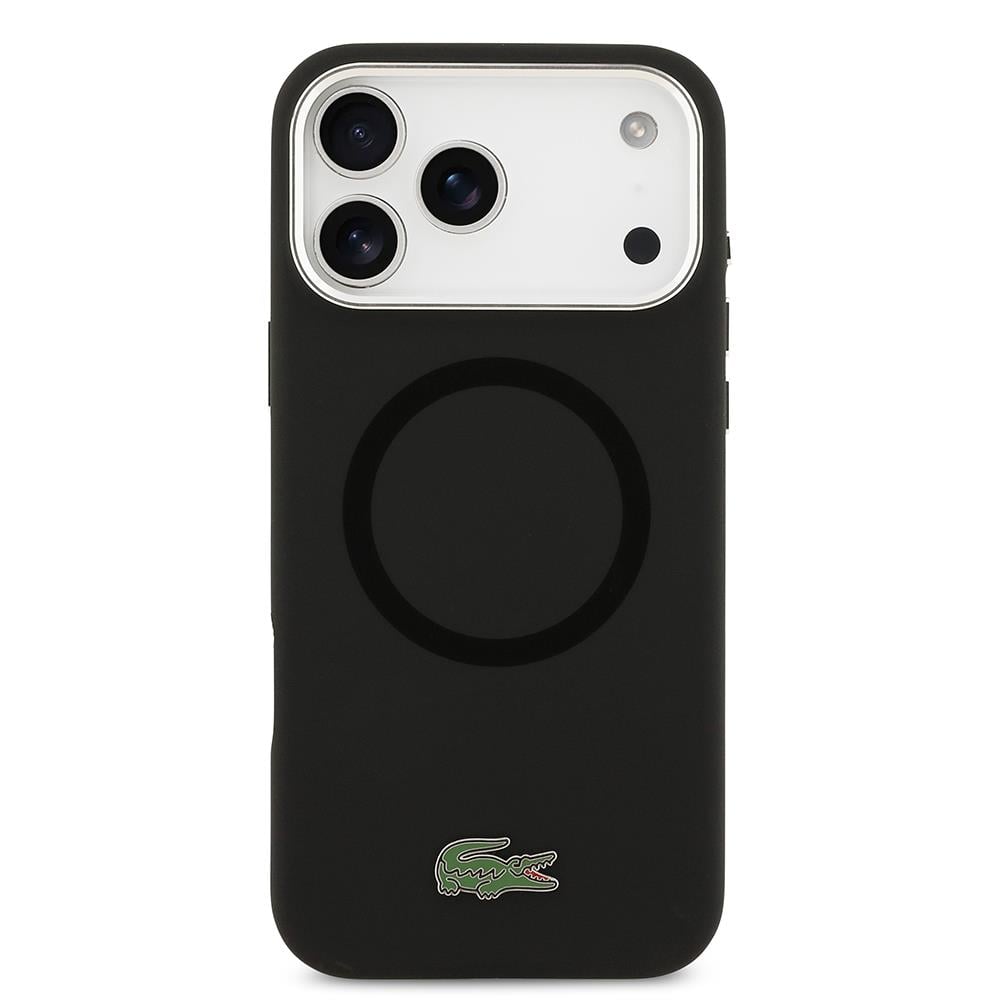 Apple iPhone 17 Pro Max Kılıf Lacoste Orjinal Lisanslı M-safe Şarj Özellikli İkonik Logolu Metal Kamera Çerçeveli Silikon Kapak