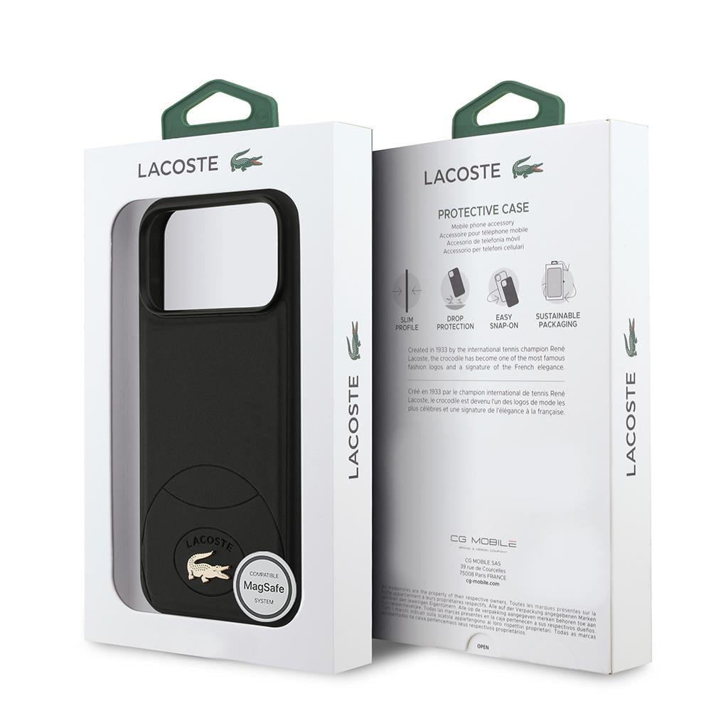 Apple iPhone 17 Pro Max Kılıf Lacoste Orjinal Lisanslı M-safe Şarj Özellikli PU Deri Tasarımlı Metal Logolu Kapak