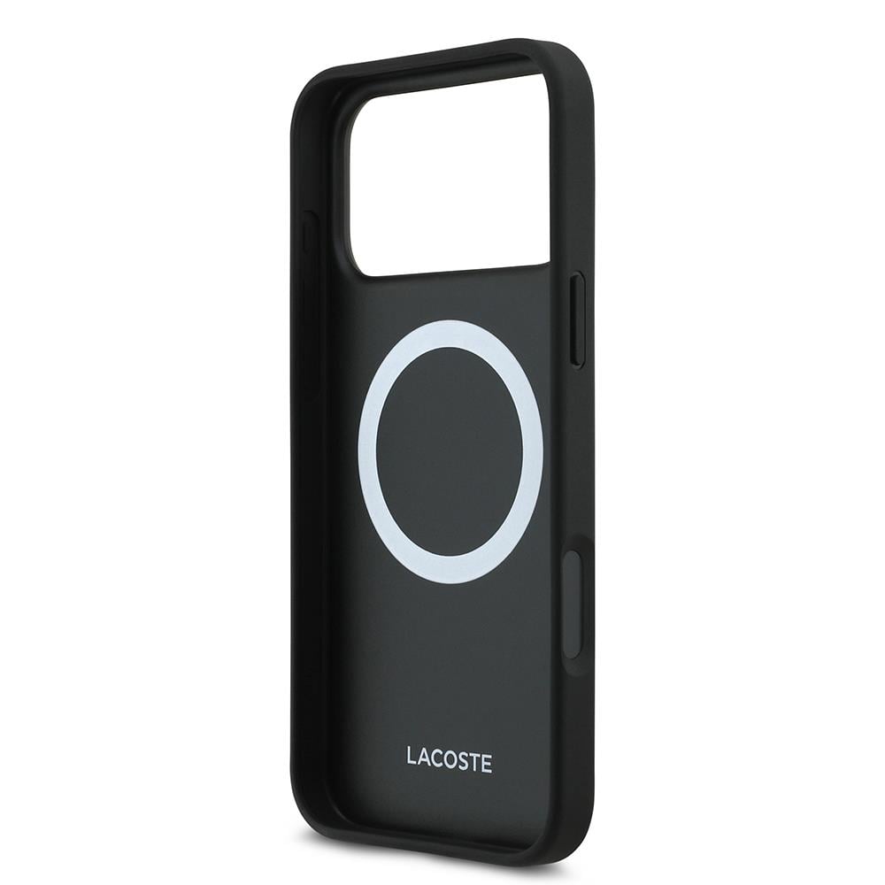 Apple iPhone 17 Pro Max Kılıf Lacoste Orjinal Lisanslı M-safe Şarj Özellikli PU Pike Desenli Metal Logolu Kartlıklı Kapak