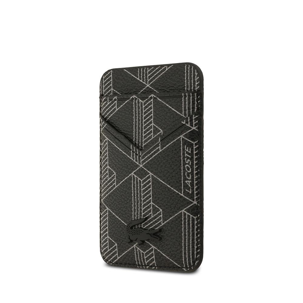 Apple iPhone 17 Pro Max Kılıf Lacoste Orjinal Lisanslı M-safe Şarj Özellikli PU Deri Tasarımlı Kartlıklı Karışık Monogram Desenli Kapak