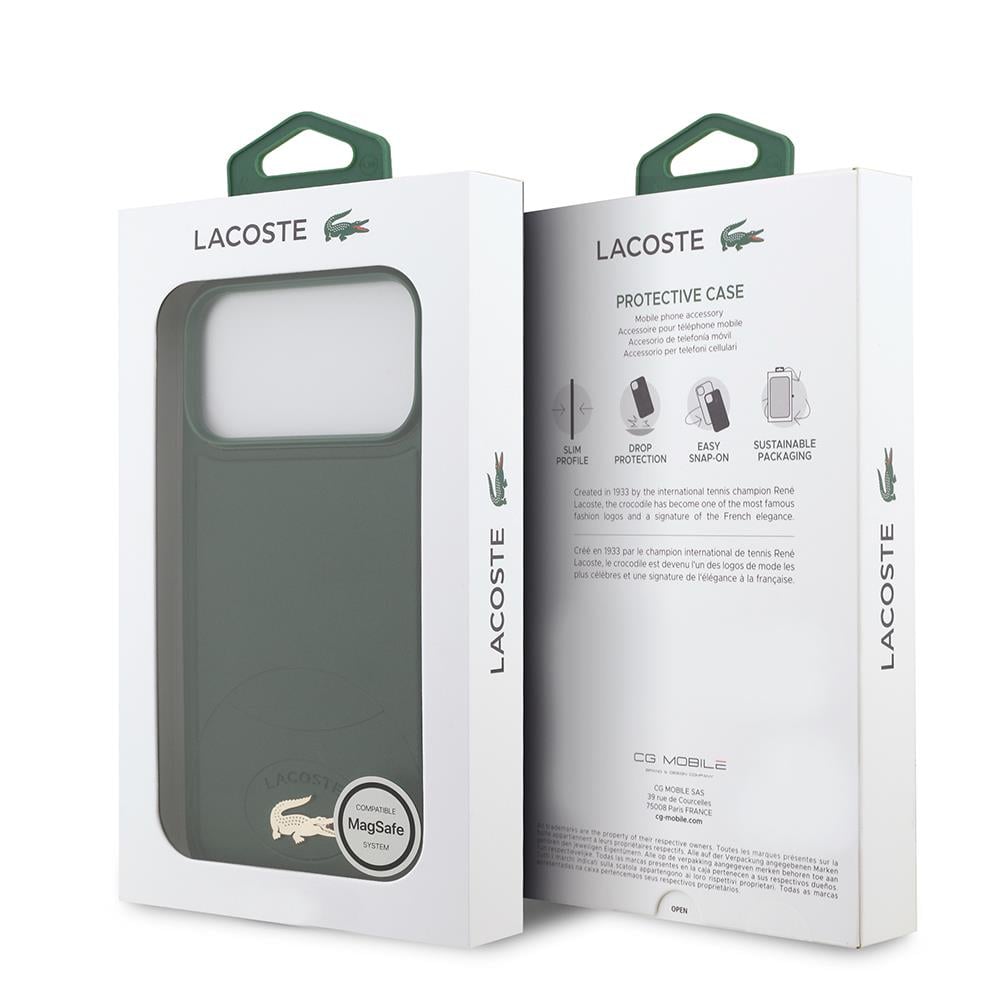 Apple iPhone 17 Pro Max Kılıf Lacoste Orjinal Lisanslı M-safe Şarj Özellikli PU Deri Tasarımlı Metal Logolu Kapak