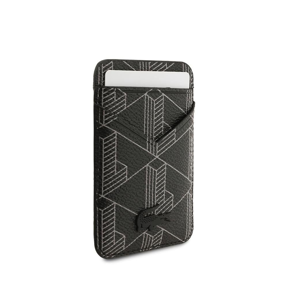 Apple iPhone 17 Pro Max Kılıf Lacoste Orjinal Lisanslı M-safe Şarj Özellikli PU Deri Tasarımlı Kartlıklı Karışık Monogram Desenli Kapak
