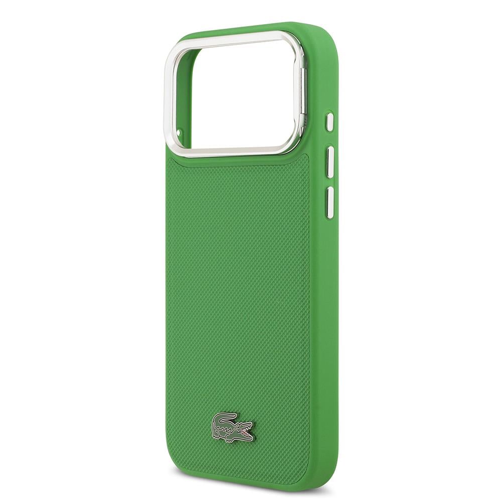Apple iPhone 17 Pro Max Kılıf Lacoste Orjinal Lisanslı M-safe Şarj Özellikli PU Pike Desenli Standlı Metal Logolu Kapak