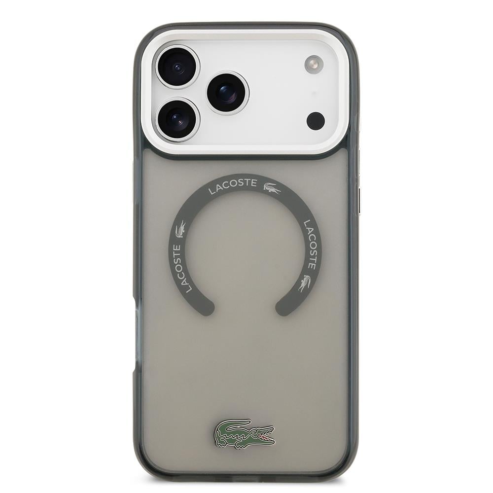 Apple iPhone 17 Pro Max Kılıf Lacoste Orjinal Lisanslı M-safe Şarj Özellikli İkonik Timsah Logolu Buzlu Kapak