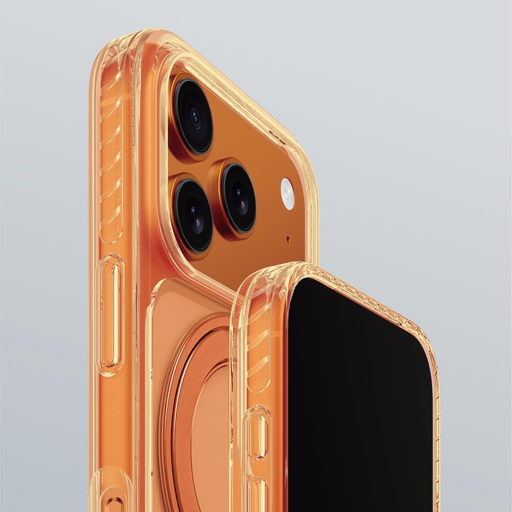 Apple iPhone 17 Pro Max Kılıf M-Safe Şarj Özellikli Airbag Tasarımlı Standlı AmazingThing Titan Pro MagSpin Kapak