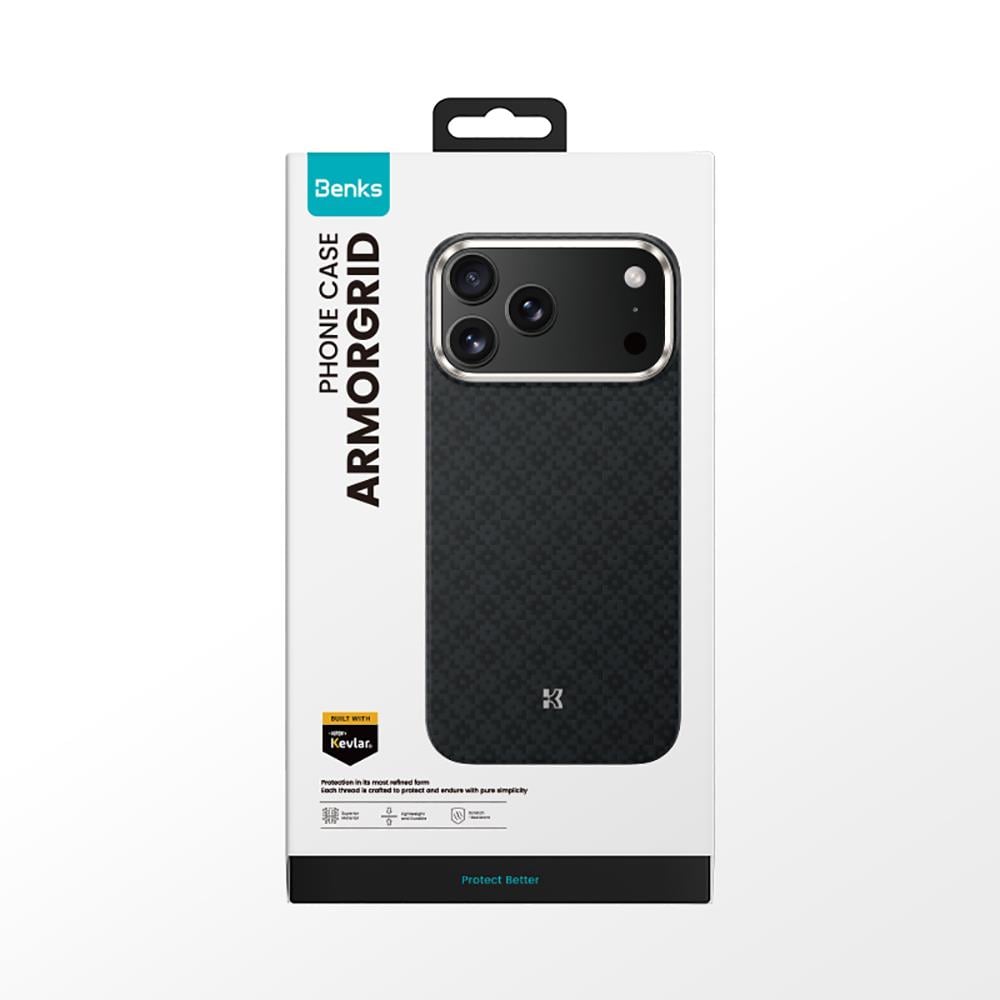 Apple iPhone 17 Pro Max Kılıf M-Safe Şarj Özellikli Benks ArmorPro ArmorGrid Serisi Kevlar Kapak