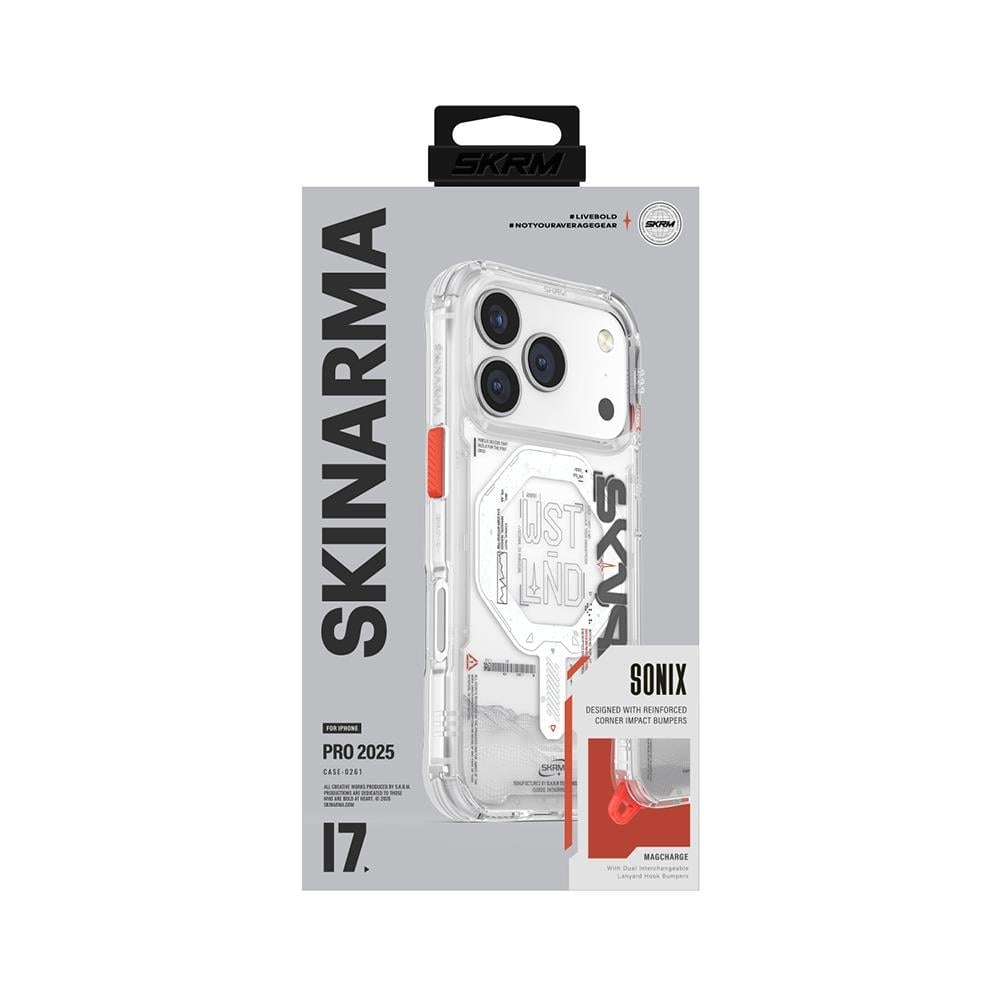 Apple iPhone 17 Pro Max Kılıf M-safe Şarj Özellikli Yazı Desenli Airbag Tasarımlı Skinarma Sonix Kapak
