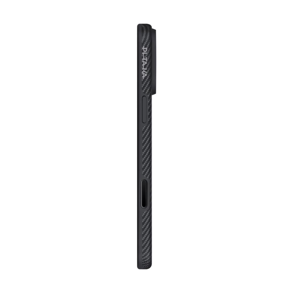 Apple iPhone 17 Pro Max Kılıf M-safe Şarj Özellikli 1500D Aramid Fiber Pitaka Military-Grade Classic Serisi Black-Grey Twill Kapak