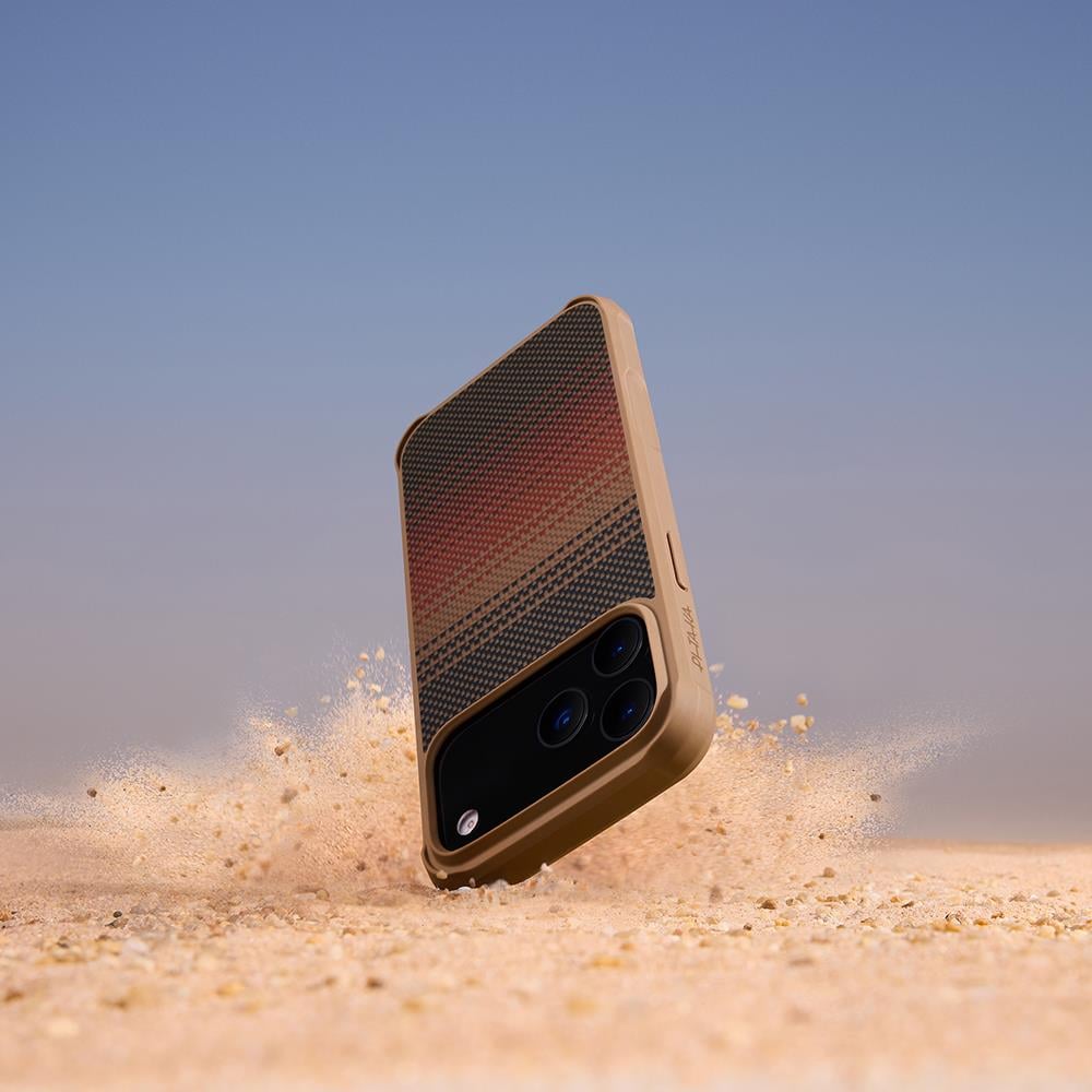 Apple iPhone 17 Pro Max Kılıf M-safe Şarj Özellikli Pitaka Tactile Woven Sunset-Moonrise Aramid Pro Guard Serisi Kapak