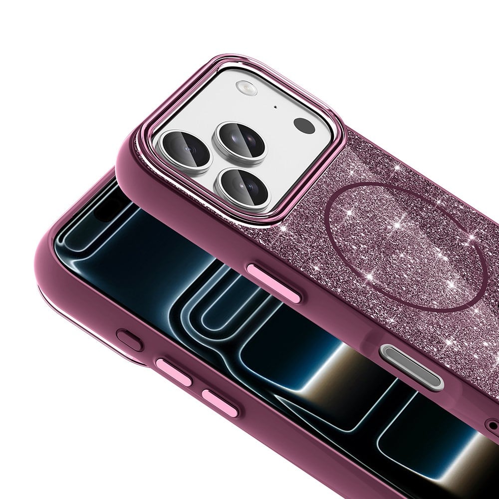Apple iPhone 17 Pro Max Kılıf M-safe Şarj Özellikli Parlayan Simli Zore Okso Kapak