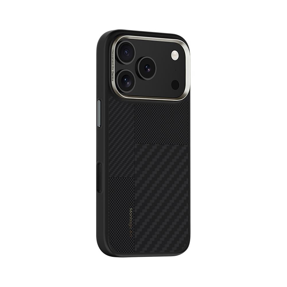 Apple iPhone 17 Pro Max Kılıf M-safe Şarj Özellikli Karbon Fiber Benks Montage Hybrid ArmorPro Kevlar Kapak