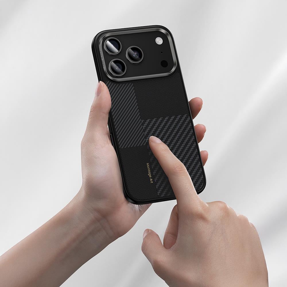 Apple iPhone 17 Pro Max Kılıf M-safe Şarj Özellikli Karbon Fiber Benks Montage Hybrid ArmorPro Kevlar Kapak