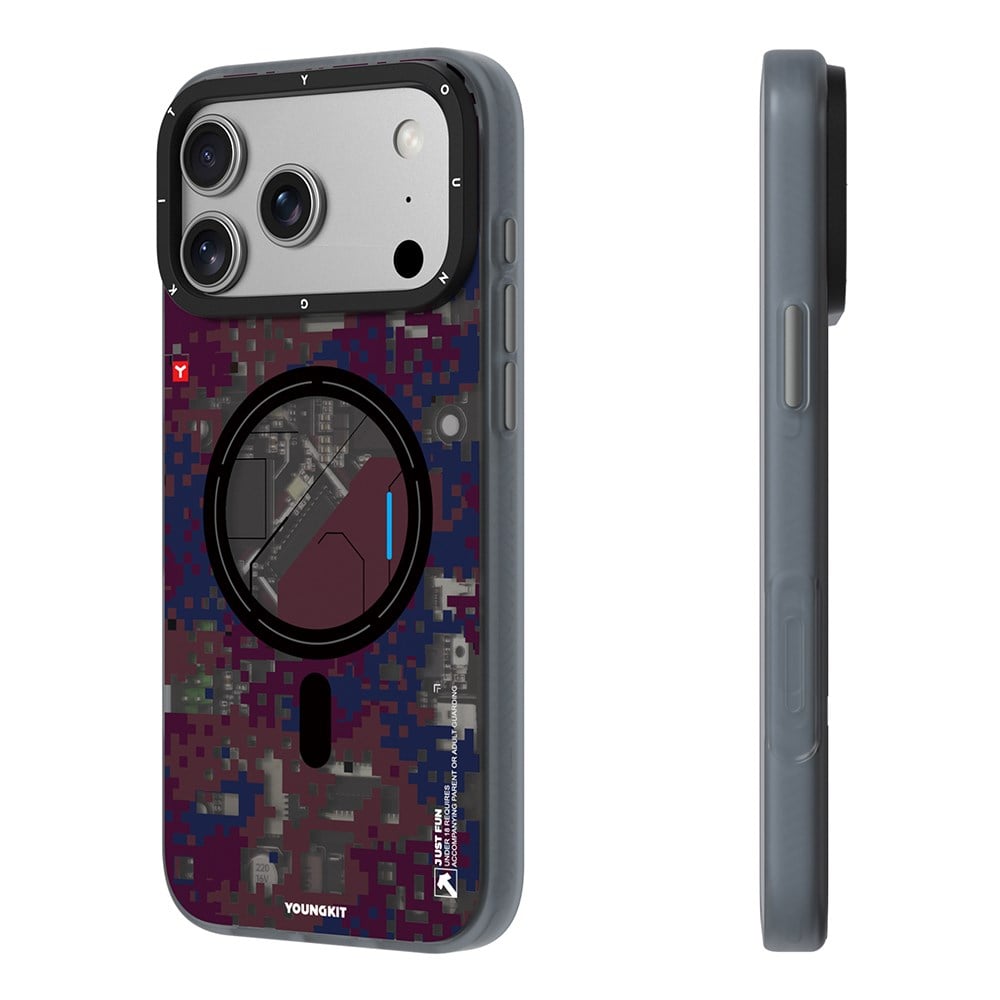 Apple iPhone 17 Pro Max Kılıf M-Safe Şarj Özellikli Youngkit Camouflage Sykell Serisi Kapak
