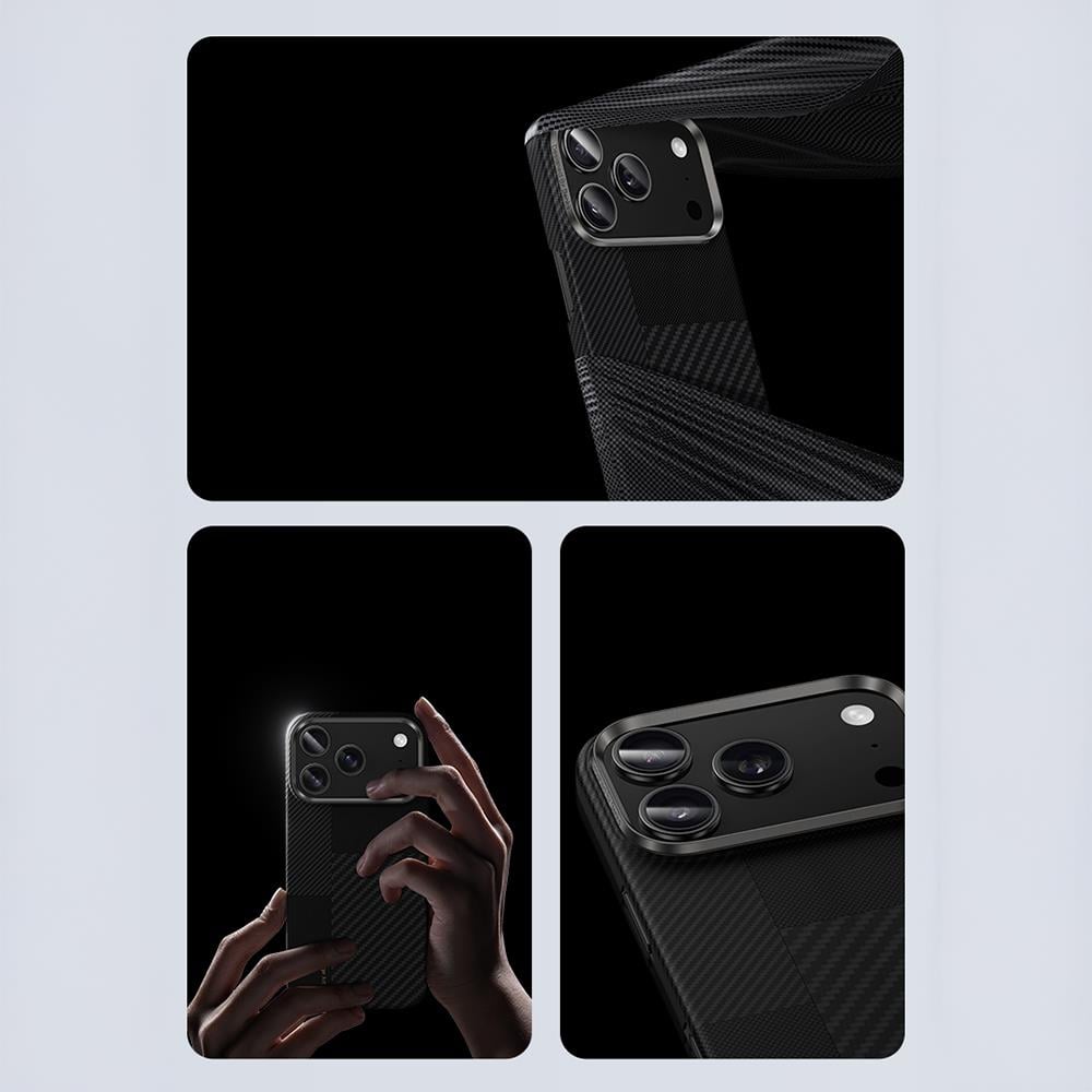 Apple iPhone 17 Pro Max Kılıf M-safe Şarj Özellikli Karbon Fiber Benks Montage ArmorAir Kevlar Kapak