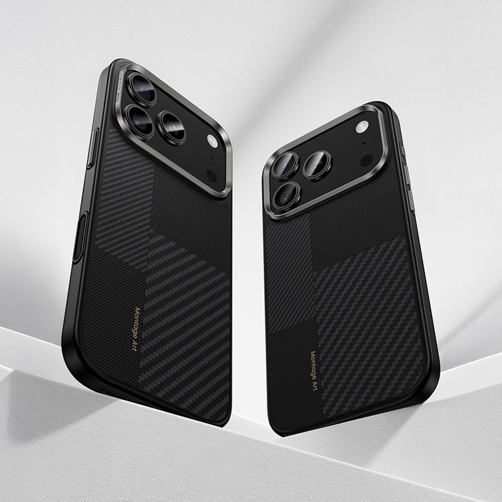 Apple iPhone 17 Pro Max Kılıf M-safe Şarj Özellikli Karbon Fiber Benks Montage Hybrid ArmorPro Kevlar Kapak