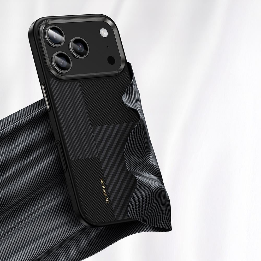 Apple iPhone 17 Pro Max Kılıf M-safe Şarj Özellikli Karbon Fiber Benks Montage Hybrid ArmorPro Kevlar Kapak