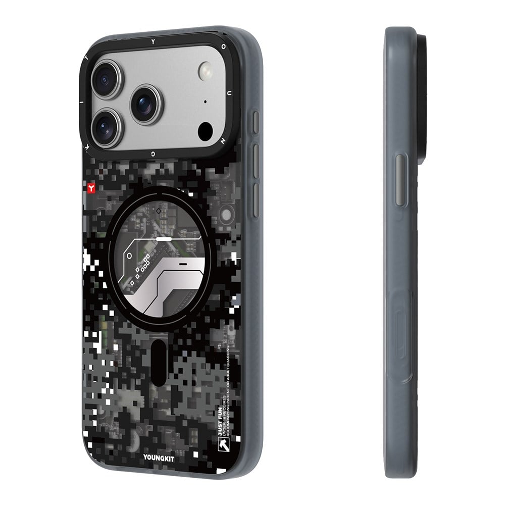 Apple iPhone 17 Pro Max Kılıf M-Safe Şarj Özellikli Youngkit Camouflage Sykell Serisi Kapak